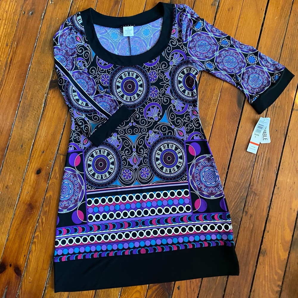 HP| Tiana B. Fit & Flare Dress Purple & Black Size Large